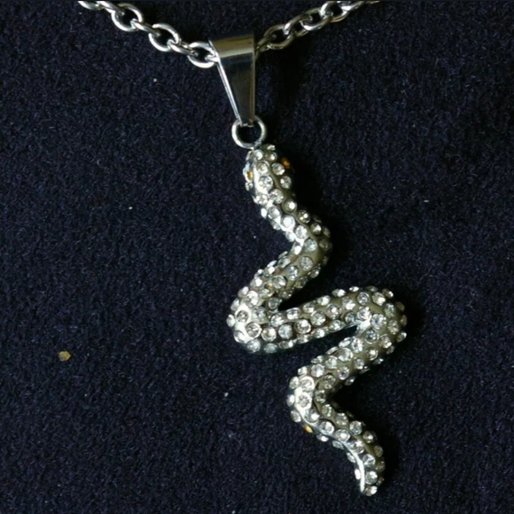 Snake Necklace Earrings Ring Size 6 Silver Tone - Picture 3 of 8